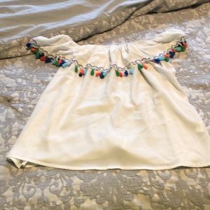 Off shoulder tassel top